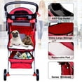 thumbnail image 3 of YRLLENSDAN Pet Gear Dog Stroller Small Dogs, Folding Cat Stroller with Cup Holders 3 Wheel Pet Strollers for Small Dogs Puppy Stroller Travel Carrier Dog Stroller for Medium Dogs, Red, 3 of 7