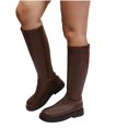 thumbnail image 6 of hzomhy Womens Knee High Boots Round Toe Rear Zipper Low Heel for Casual Daily and Fall Winter Wear, 6 of 9