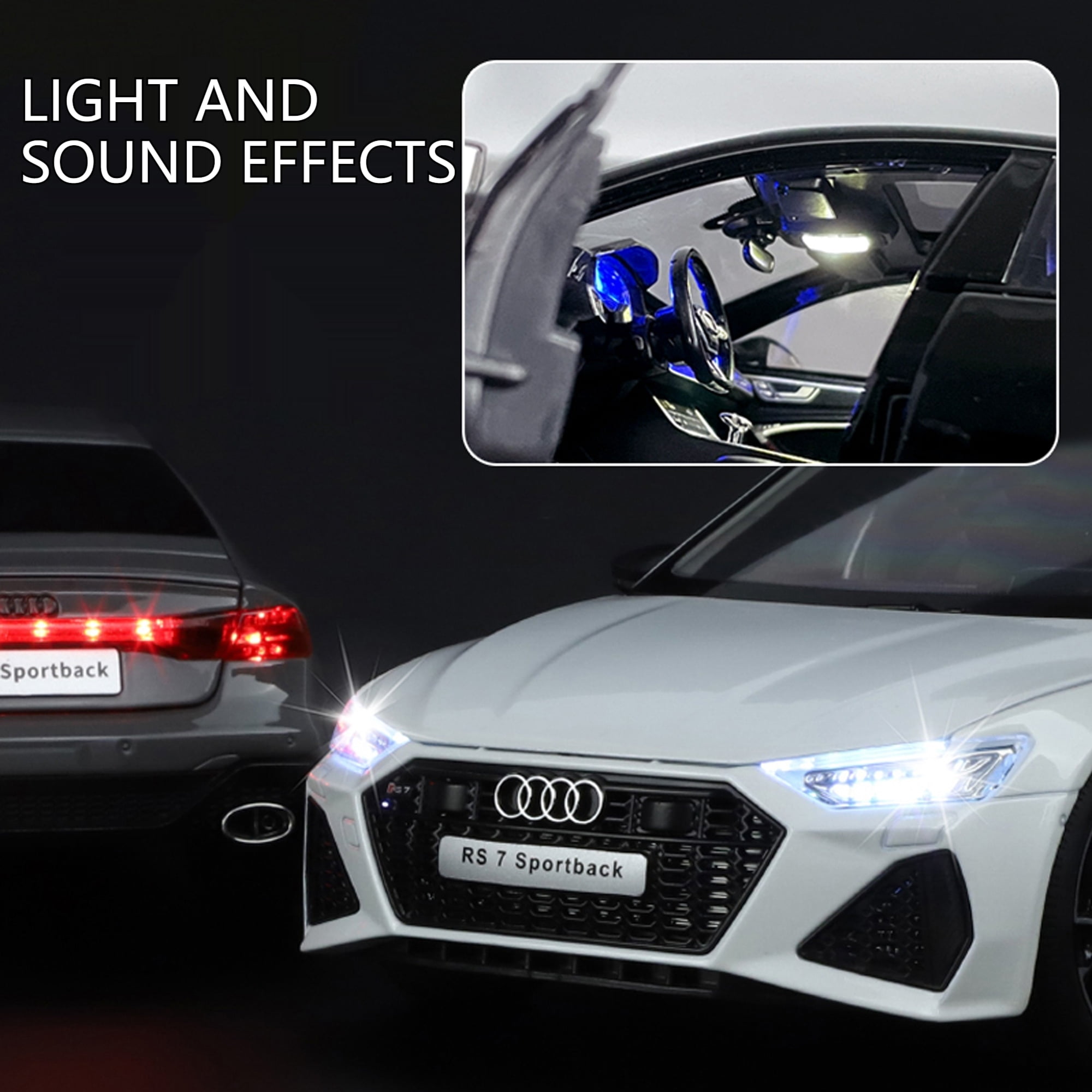 Anmyjuly 1:18 Audi RS7 Diecast Alloy Car Model - Realistic Simulation Key, Working Lights, Adjustable Seats, Removable Wheels ，Suitable for 14+ gifts