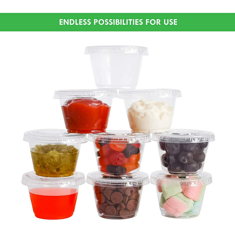 FICUCUSO 100 Sets - 1 oz Jello Shot Cups Condiment Containers