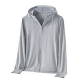 thumbnail image 2 of GaThRRgYP Womens Coats Outerwear Winter,Woman Casual Solid Sports Hooded Long Sleeve Zipper Sun-proof High Elastic Gray L, 2 of 5