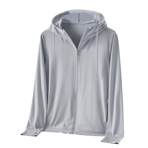 Oplxuo Men's UPF 50 Zipper Sun Hoodie Lightweight Fishing Rash Guard Shirt for Hiking Outdoor UV Protection Lightweight Quick Dry