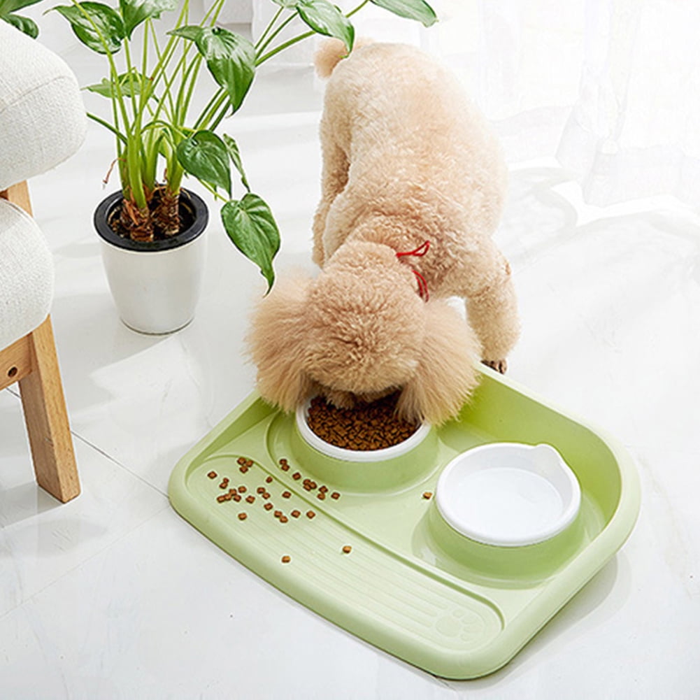 Double-Bowl Pet Bowl Splash-Proof Dog Bowl Dog Cat Food ...