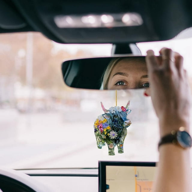 asddcavvf 2D Acrylic Colorful Cow Pendant Colorful Calf Window Decoration Pendant Suitable for Garden Window Tree Car Pendant A 3 Hummingbird Stained Glass Ornament