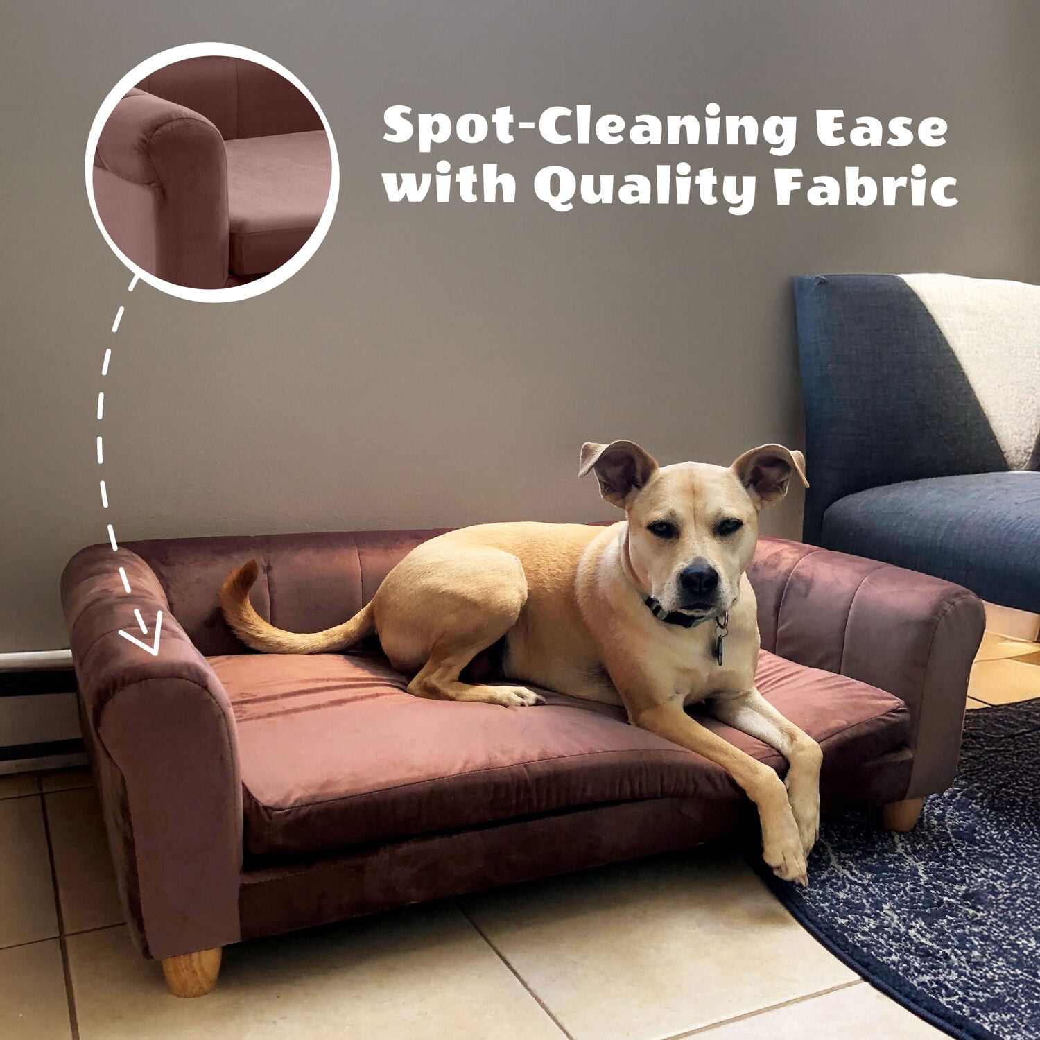 Critter Sitters 42-in. Elegant Brown Faux-Velvet Rectangle Dog Pet Bed