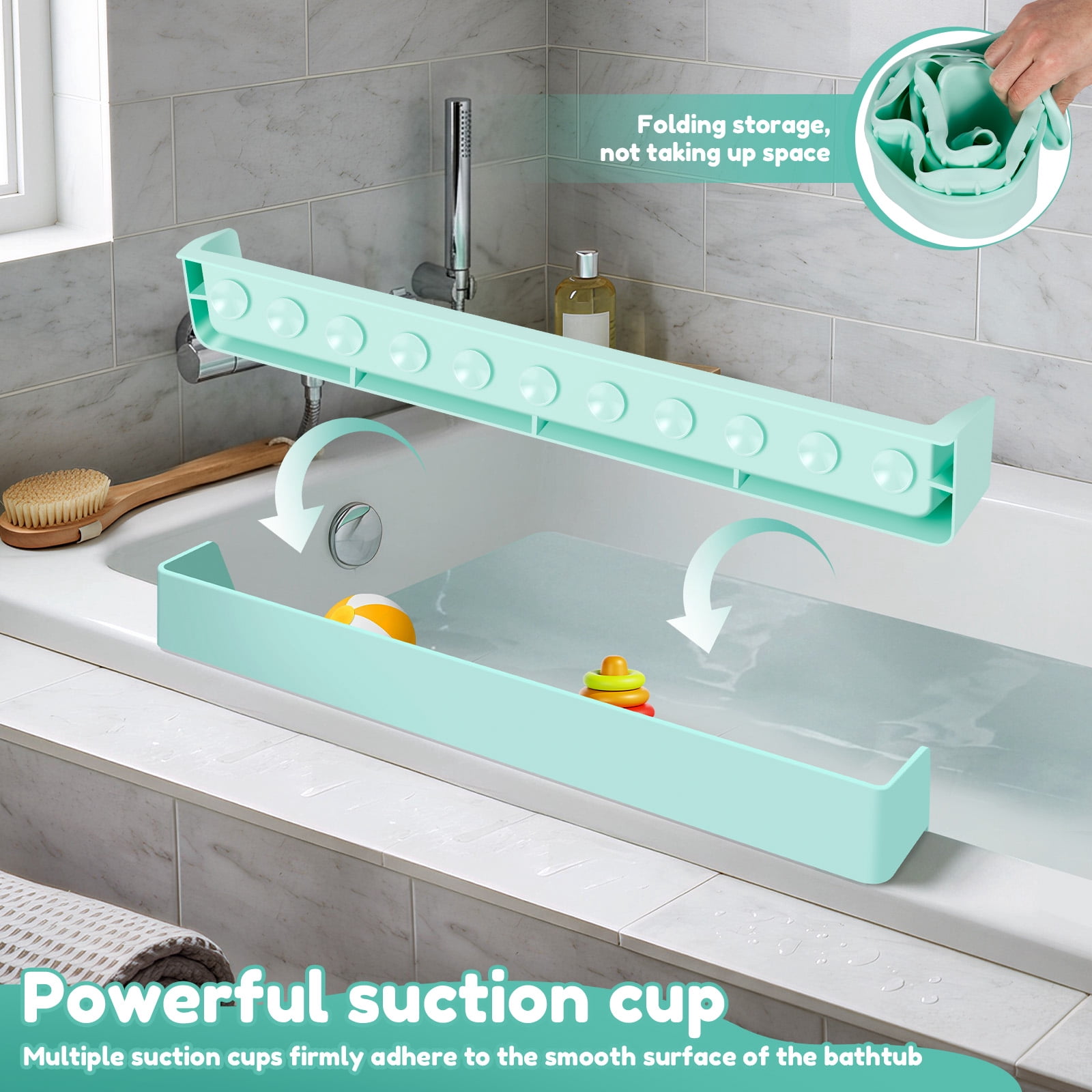 Splash Guard for Bathtub Kids Silicone Bathtub Splash Guard with Suction Cups Bath Tub Play Shelf for Kids and Toy Holder Avoid Water Spill in Bathroom Fun Bath Time for Toddler Baby