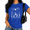 Blue, variant on Navy Blue Women's Dark Mystic Lady Witchy Black Cat Forest Herbal Celestial Magic Sketch Graphic Short Sleeve T-Shirt Tops