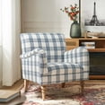 thumbnail image 3 of Modern Plaid Accent Chair Upholstered Armchair Adult Home Bedroom Living Room Navy, 3 of 8
