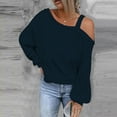 thumbnail image 2 of FAIWAD Women's Off The Shoulder Strap Asymmetrical Tops Long Sleeve Solid Color Trendy Pullover Tops, 2 of 5