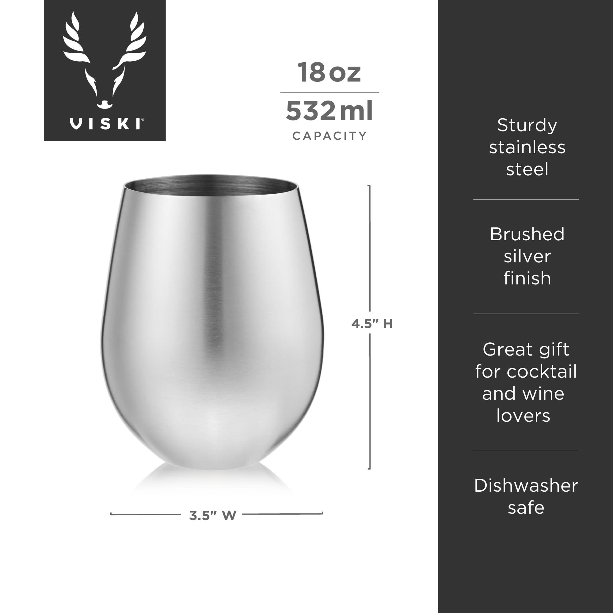 Viski Stainless Steel Tumblers for Patio, Outdoor Party, 18oz, Set of 2