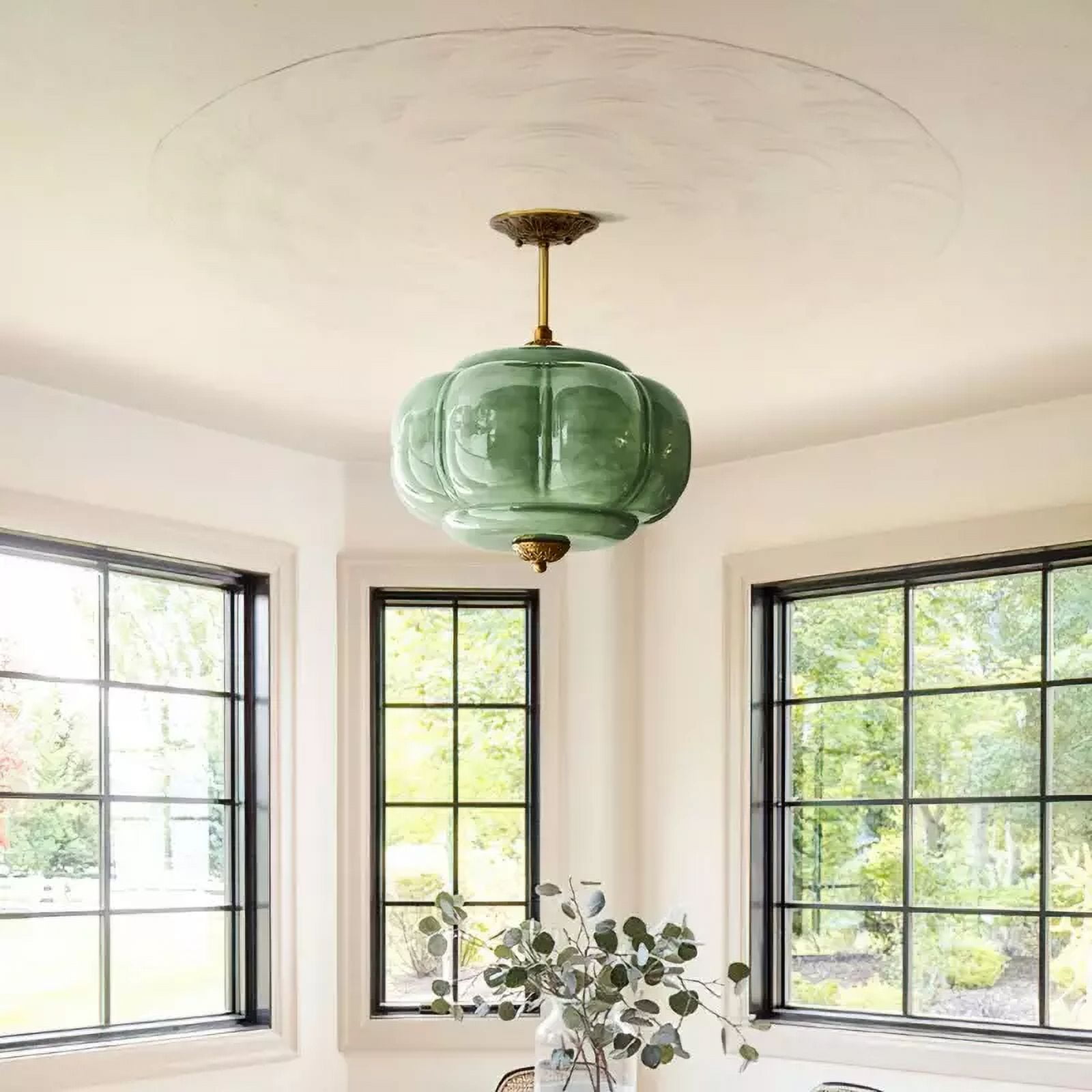 Arturesthome Eloise Scallop Milk Glass Semi-Flush Mount Pendant Ceiling Light