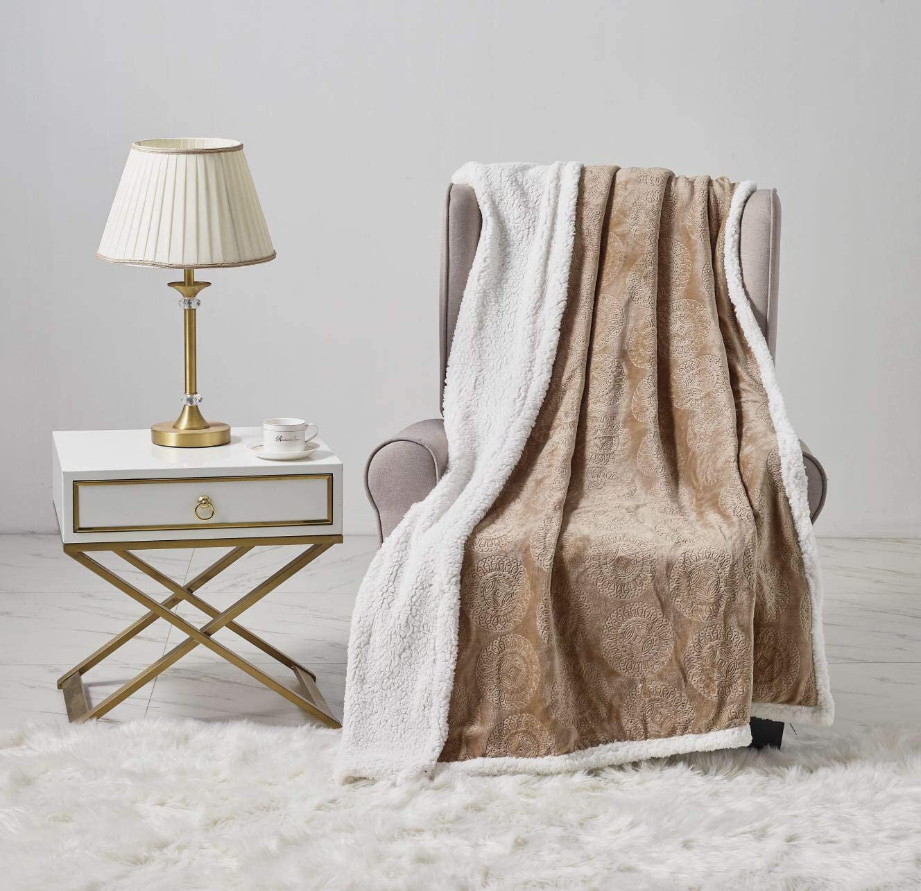 "Manta de lana Caesar Sherpa acurrucada tirada cálida para silla, sofá 50""x60" - Imagen 15 de 15