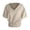 Beige, variant on Trendfront Womens Blouses V Neck Short Sleeve Smocked Hem Solid Color Casual Loose Fit Summer Tops for Women