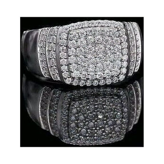 Forever Jewels 1.50 CT Round Cut Moissanite Men Cluster Engagement Ring 14K White Gold Plated