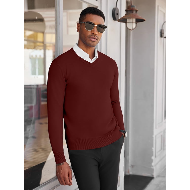 HAOMEILI Men's V-Neck Dress Sweater Long Sleeve photo 2