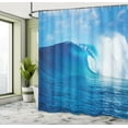 thumbnail image 5 of Ambesonne Ocean Shower Curtain, Cloudy Summer Sky Wavy, 69"Wx70"L, Navy White, 5 of 5