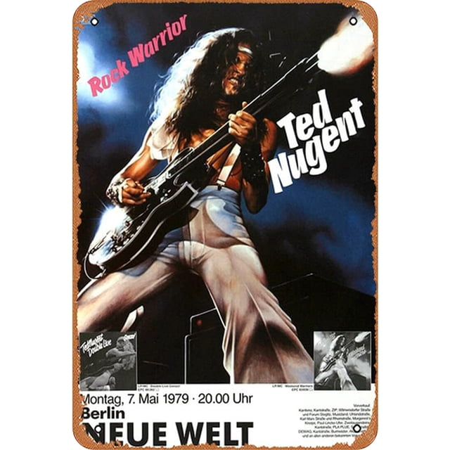 Placa Metal Vintage Ted Nugent Pared Pintura Hierro Rectangular 20x30 Cm