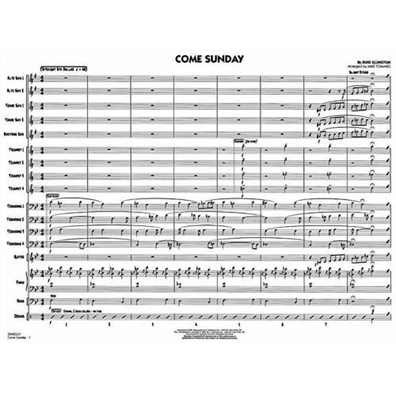 COME SUNDAY - JAZZ ENSEMBLE SCORE