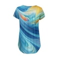 thumbnail image 4 of NAMTYQX Short Sleeve Shirts for Women Short Sleeve Frill Button V Neck Loose Fitting Casual Patterned Trending Plus Size Blue Size S, 4 of 5