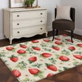 thumbnail image 3 of Area Rug for Living Room, Red Strawberry Non-Slip Indoor Large Carpet for Bedroom/Dining Room, Summer Fruits Farmhouse Leaves Floral Retro Washable Low-Profile Floor Mat Runner Rugs - 2.7 x 5 Ft, 3 of 8
