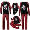 thumbnail image 5 of Odeerbi Christmas Pajamas for Family Holiday Plaid Long Sleeve Family Christmas Pajamas Matching Sets Mom Casual Print Loungewear Parent-child Set Two-Piece Sleepwear Xmas PJs Set Black, 5 of 6
