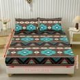 thumbnail image 2 of COEQINE Twin Size Sheet Set Soft Wrinkle Free 3 Pieces Bed Sheets Set with Deep Pocket Bedsheet & Pillowcases Home Decor for Twin Size Bed, Southwest American Tribal Brown Teal, 2 of 5