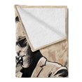 thumbnail image 2 of Jazz Music Soft Flannel Fleece Throw Blanket, Grunge Style Illustration of Musician Sunglasses Playing Trumpet, Cozy Plush for Indoor and Outdoor Use, 60" x 80", Beige Black, by Ambesonne, 2 of 5