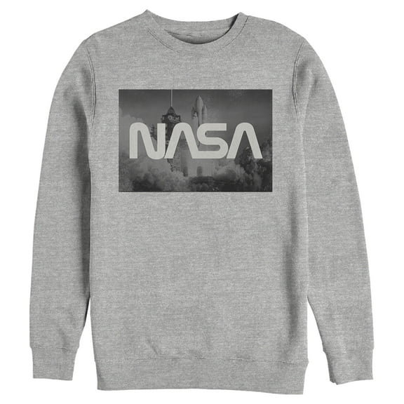 Men's NASA Space Shuttle Blast Off Text Over Lay  Sweatshirt Athletic Heather Small