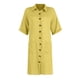 thumbnail image 5 of vestido suelto de manga corta de longitud media con botones de color sólido informal de nueva moda para mujer amarillo / l, 5 of 6