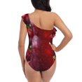 thumbnail image 5 of Salouo Berry Infused Refreshment Pattern One Shoulder Ruffled One Piece Swimsuit for Women V Neck Swimwear Tummy Control Bathing Suit-Large, 5 of 6