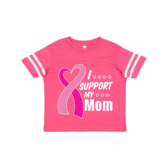 Inktastic Breast Cancer Awareness I Support My Mom with Pink Ribbon Boys or Girls Toddler T-Shirt