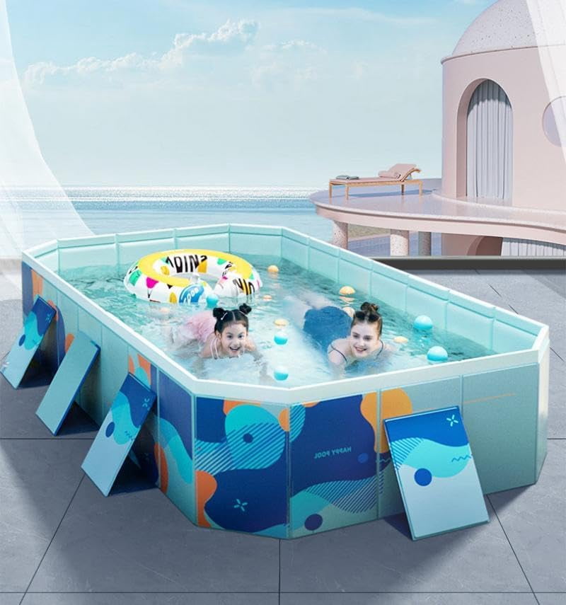 BEJOLO 2.6M Foldable Above Ground Swimming Pool for Family, Kids & Adults - Outdoor Garden Inflatable Pool(Maldives Blue)