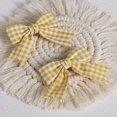 thumbnail image 2 of 3'' Yellow Gingham  Scalloped Edged Ribbon Hair Bows Clip 2 count Grids Checkered  Clip for Teen Girls Women  to School Birthday Easter Dress Accessory Summer, 2 of 6