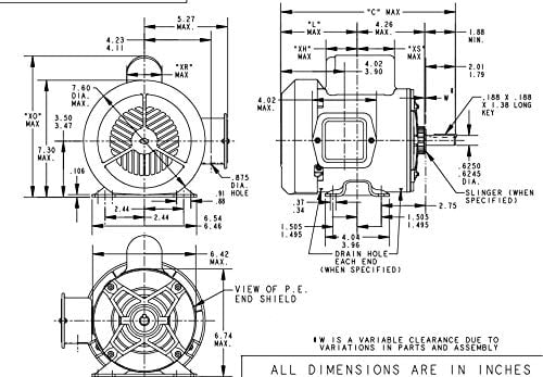 3/4 hp 1800 RPM 56 Frame 115/230V Totally Enclosed Marathon Electric Motor # C269