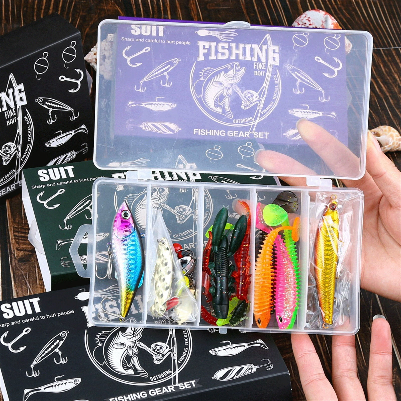 Fishing Lures Soft Plastic, Fishing Soft Plastic Lures, 30 Piece Fishing Lures Kit with Fishing Hooks Freshwater, Soft Plastic Baits and Jig Heads for Fishing, Complete Fishing