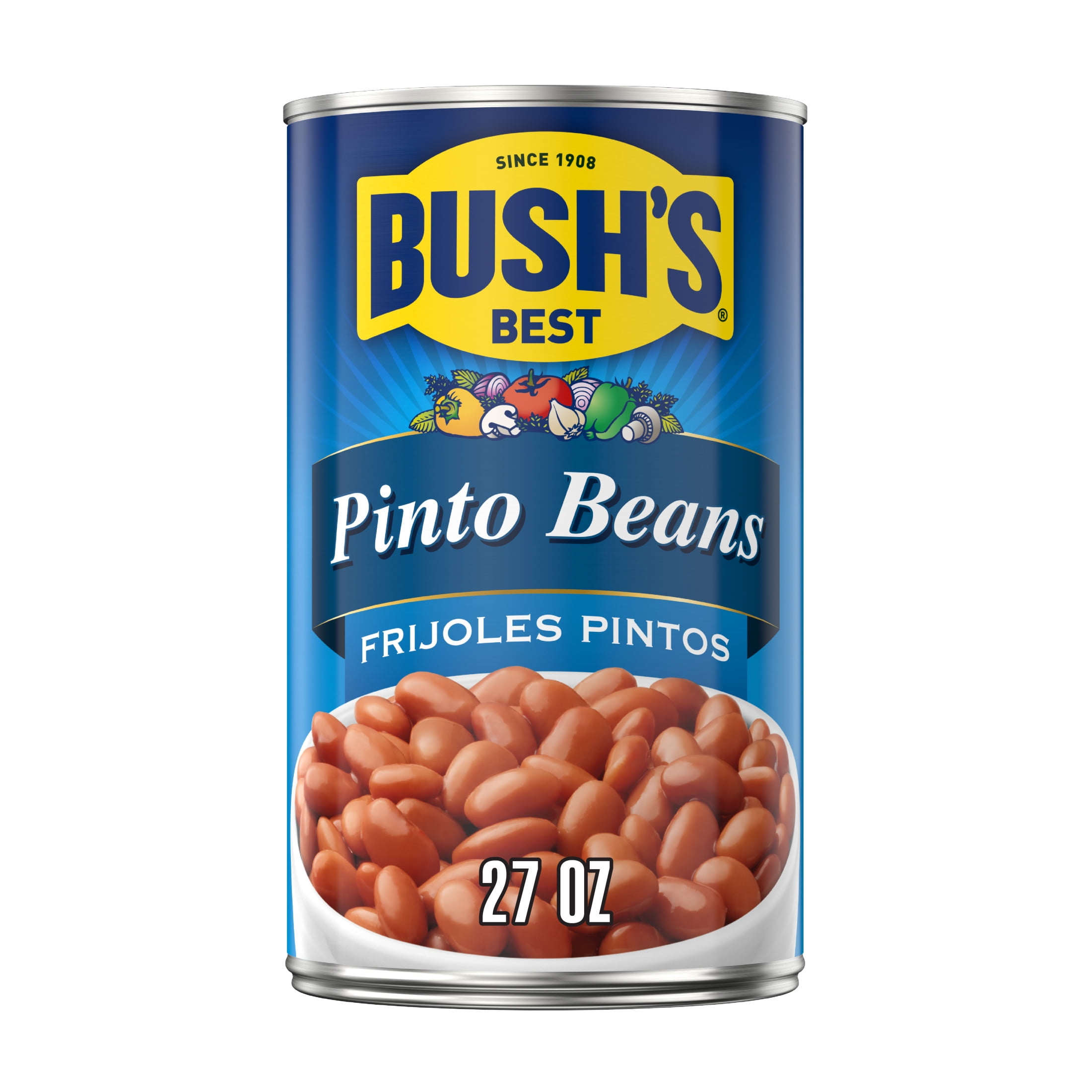 (12 pack) Bush's Canned Pinto Beans, Canned Beans, 27 oz Can