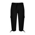 thumbnail image 3 of HOOMEUMY Men's Summer Capri Pants Loose Fit Lightweight Stretch Breathable Casual Drawstring Cargo 3/4 Pants with Pockets Black XXL, 3 of 5