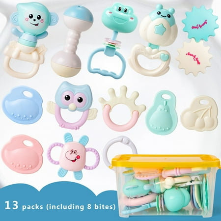 Grab Rattle - 13pcs Baby Rattles Teether Toys, Shaker, Grab Infant BPA Free Toys, Bright Color and Various Shapes Rattle Gift Set Sensory Development Toys for 3, 6, 9, 12 Month Baby Infant, Newborn