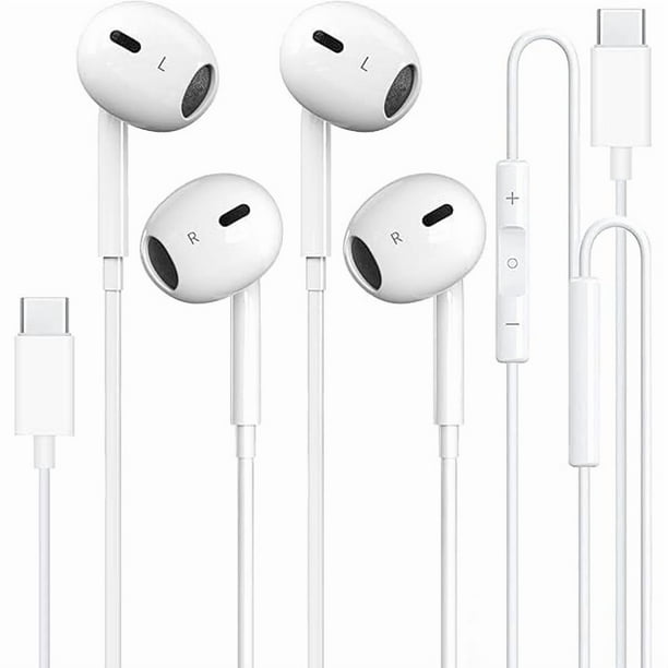 wonima11 2 Pack Type C Headphones Wired for iPhone 15 16 17 Pro Max, USB C Earphones with Microphone & Remote Noise Cancelling Earbuds for iPhone 15 Pro Max, iPad