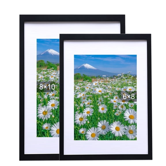 AJZIOJIRO 6x8 Rectangle Picture Frames Photo Frame Wooden Art Picture Frame With Mats 2IN1 Placed or Wall Hung
