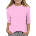 thumbnail image 2 of eczipvz Little Girl Shirts Toddler Girl Long Sleeve Blouse Kids Tee Girls Cuffs T-Shirt Winter Casual Tops Light Pink 4-5 Years, 2 of 5