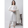 thumbnail image 3 of Rajnandini Women's Pure Cotton Hand Work Kurta Set With Dupatta (JOPLJPR818-S_Off-White_S), 3 of 5