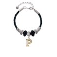 thumbnail image 2 of Delight Jewelry Goldtone Crystal Initial - P - Aunt Celtic Knot Leather Bead Bracelet, 7"+2" Extender, 2 of 4