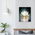 thumbnail image 3 of COMIO  Zen Canvas Wall Art White Lotus Flower Bloom in Water Picture Prints Wall Decor Framed Grey Painting for Yoga Spa Meditation Spiritual Room Decor, 3 of 4