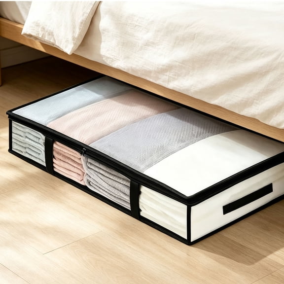 Fmbmuo Under Bed Storage , Reusable Clear Zippered Plastic Clothes Storage Bags Blanket Storage Bags For Quilts Bedding Clothes