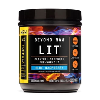 Beyond Raw Lit Pre-Workout Supplement, Gummy Worm, 250mg Caffeine, 4 Pack, 16 fl oz Can