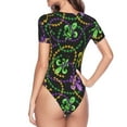 thumbnail image 4 of Balery Women'Smardi Gras6 Crew Neck Round Neck Short Sleeves Slim Fit Casual Basic Extender Bodysuit Daily Jumpsuit T Shirts-Large, 4 of 9