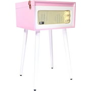 Arkrocket Discovery Bluetooth Record Player with Speakers & Removable Legs (Pink White)