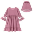 thumbnail image 3 of IBTOM CASTLE Toddler Baby Girl Abaya Dress with Hijab Long Sleeve Smocked Dress Islamic Dubai Full Cover Modest Muslim Dress 2-3 Years Pink + Purple, 3 of 7