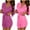 Hot Pink-10, variant on STETMN 3Pcs V-Neck Lace Satin Robe for Women 3/4 Sleeve Short Kimono Bride Sleepwear Bathrobe with Belt